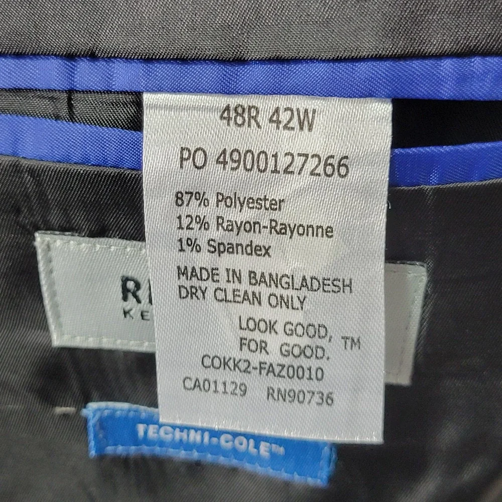 Kenneth Cole Reaction‎ Men's Sport Coat Blazer Gun Metal Techni-Cole 48R NEW